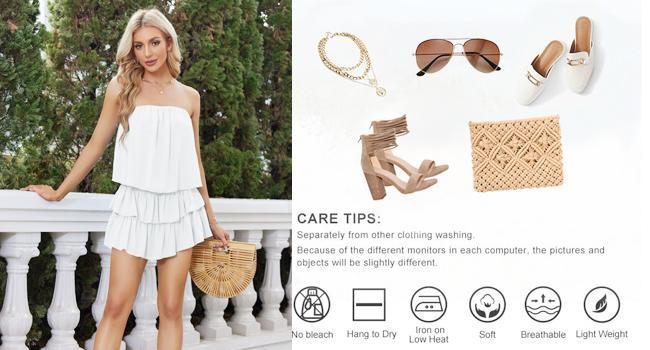 Imily Bela Women Off The Shoulder Romper Flowy Strapless Smocked Jumpsuit Playsuits Dress Imily Bela Women Off The Shoulder Romper Flowy Strapless Smocked Jumpsuit Playsuits Dress