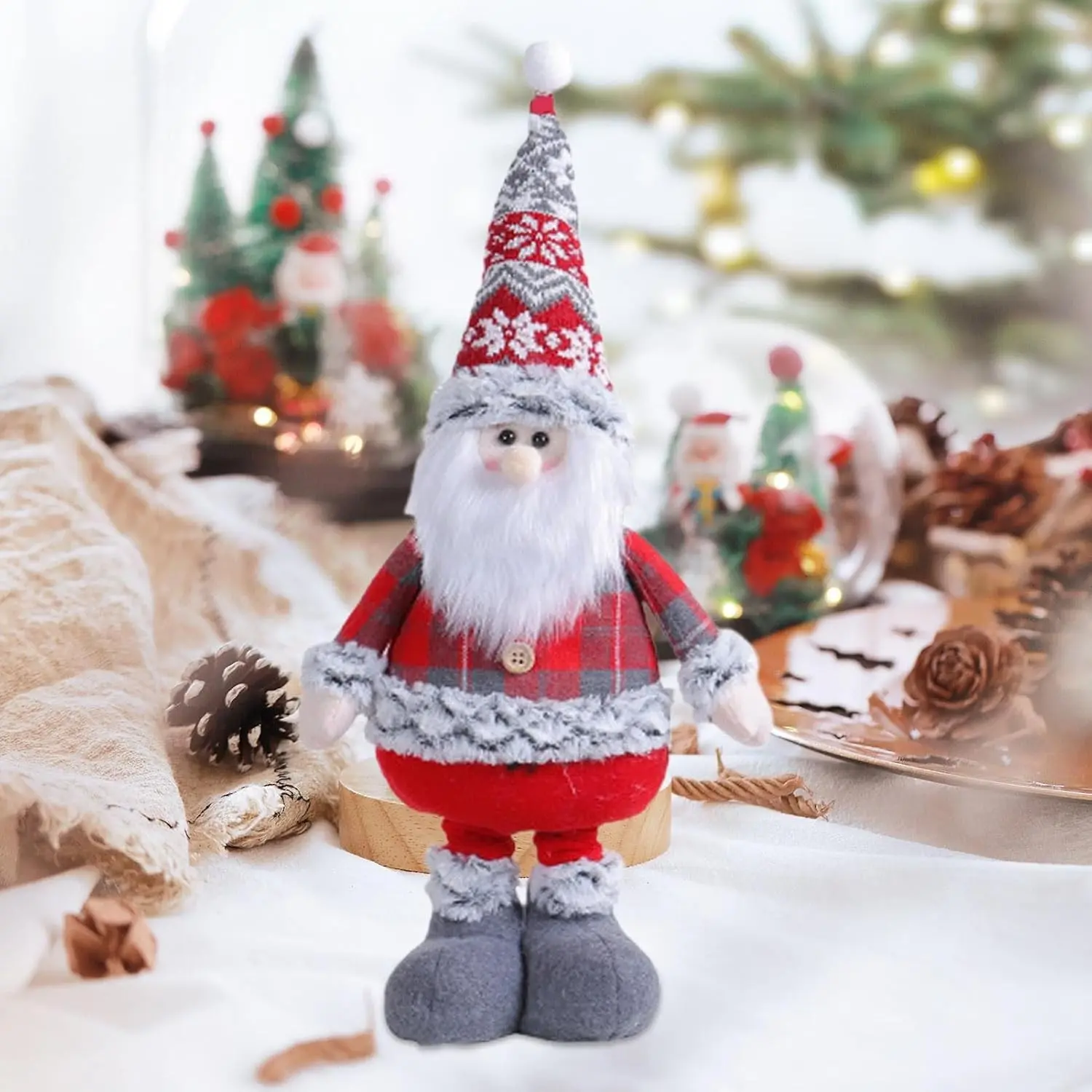 Christmas Standing Adjustable Leg Decorations, Cute Santa Claus, Reindeer, Snowman, Holiday House Display, Hotel Window Christmas Atmosphere Decor