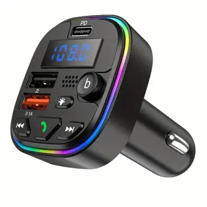 Car Hands-Free Speakerphone & Lighter Charger with Dual / Power, LCD Display, Volume/Track/Music Control - Calling, Smartphone/Tablet Charging, Compatible with / Devices (No External Antenna