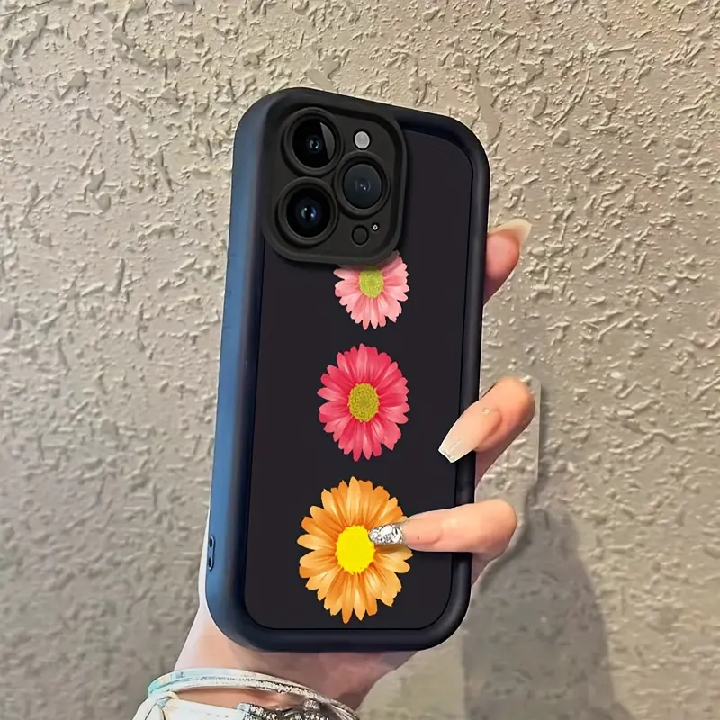 Floral Silicone Phone Case with Lanyard for iPhone 15/15Plus/15Pro/15Pro Max, 14/14Plus/14Pro/14Pro Max, 13/13Pro/13Pro Max, 12/12Pro/12Pro Max, 11/11Pro/11Pro Max, 7/8 Plus, XR/XS Max - Wireless Charging Compatible, Decorative Flower Design