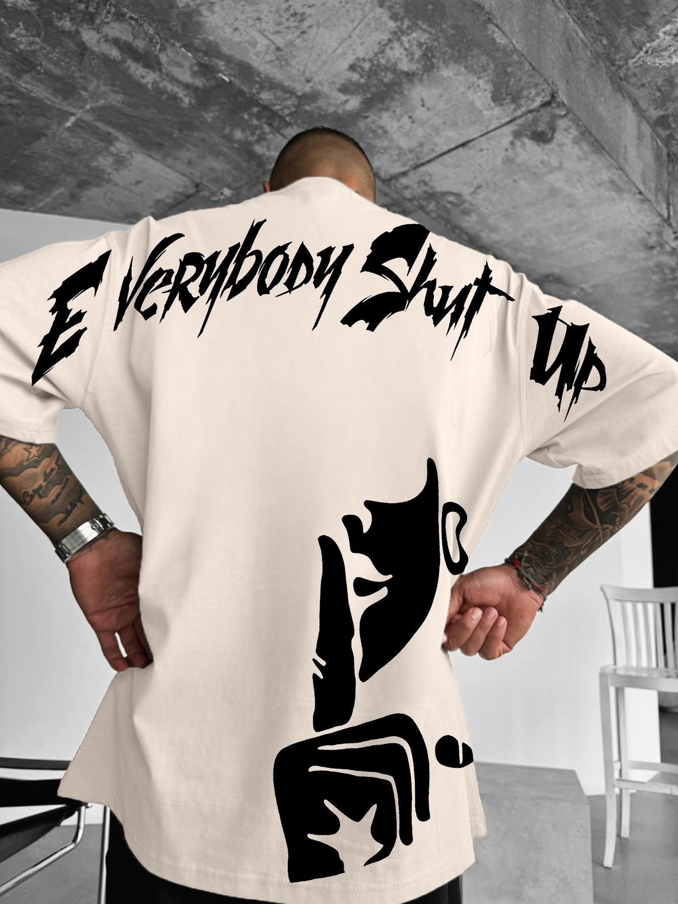 Men's Letter & Figure Print Drop Shoulder Tee, Loose Casual Streetwear Street Fashion Soft Comfy Round Neck Short Sleeve T-shirt for Daily Wear, Men's Clothes for All Seasons, Casual Streetwear Top