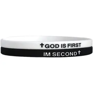 God is First I am Second Silicone Bracelets Christian Bible Verse Rubber Bracelets Religious Christian Quote Bangle Bracelet  Men Women