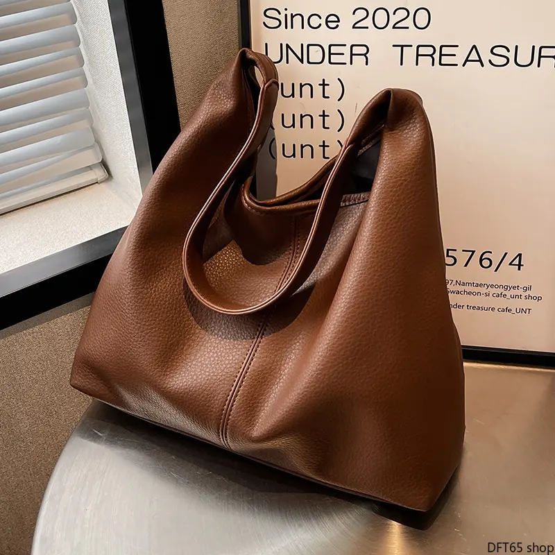Supple Smooth Soft Leather Bucket Tote Bag Matching Mini Coin Pouch Roomy Main Compartment Comfortable Short Underarm Strap Flexible Light Frame For Women Daily Office Work Commute Elegant Practical Carry Handbag