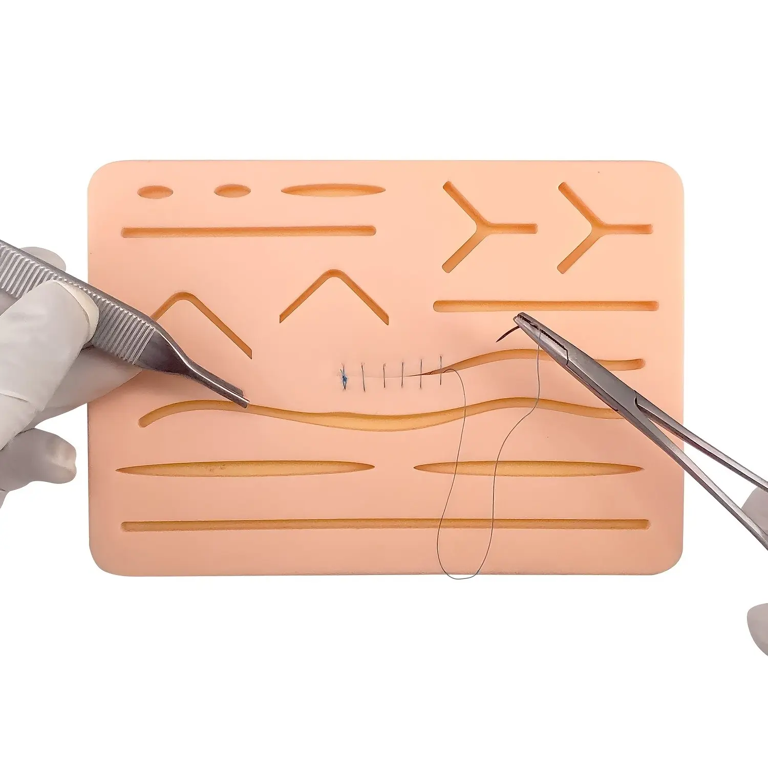 Three-Layer Silicone Suture Practice Pad, 14 Wound Simulation Holes, Tear-Resistant Mesh, Ideal Gift for Medical Students, Perfect for Training