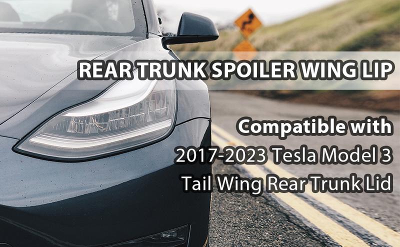 Rear Trunk Spoiler Wing Lip Compatible with 2017-2023 Tesla Model 3 Tail Wing Rear Trunk Lid ABS Plastic (Glossy Black) Car Accessories