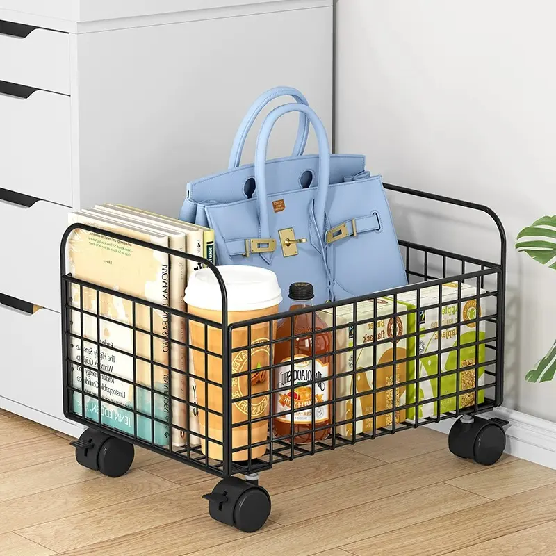 Under Desk Rolling Storage Cart, Solves Student Backpack & Book Clutter & Space Issues, Ideal for Under Desk, Classroom & Bedroom, Reinforced Metal Mesh with Silent Casters, Large Capacity Movable Organizer Shelf