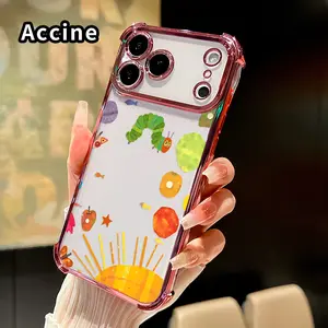 Four Corners Phone Case for iPhone 17 16 Pro Max 15 Plus 14 13 12 11 E Air Caterpillar's Whimsical World Pattern Anti-drop Cellphone Protective Durable Total Coverage Shockproof Phone Cover