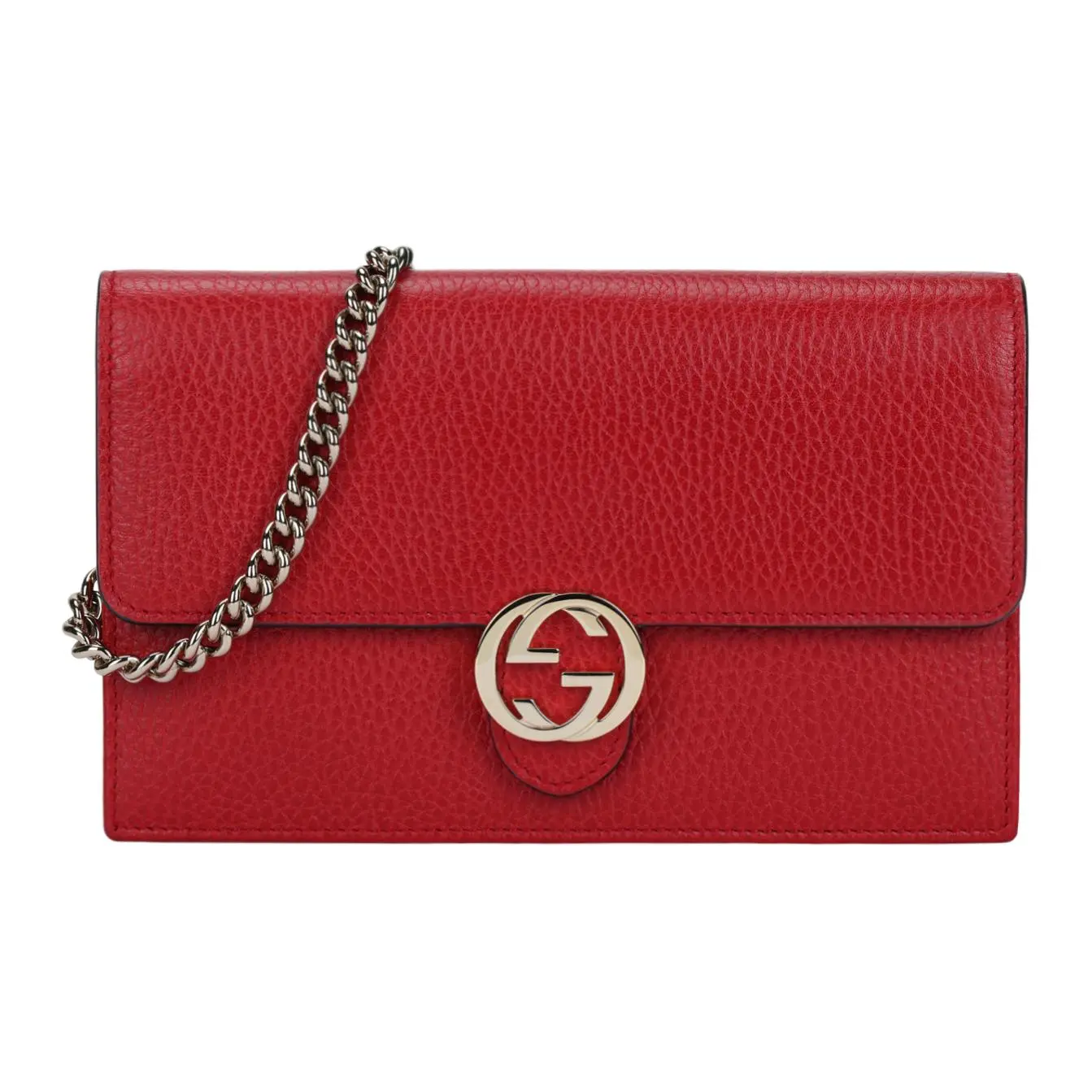 Gucci Interlocking Double G Logo Pouch Bag for Women – Red Crocodile-Embossed Leather