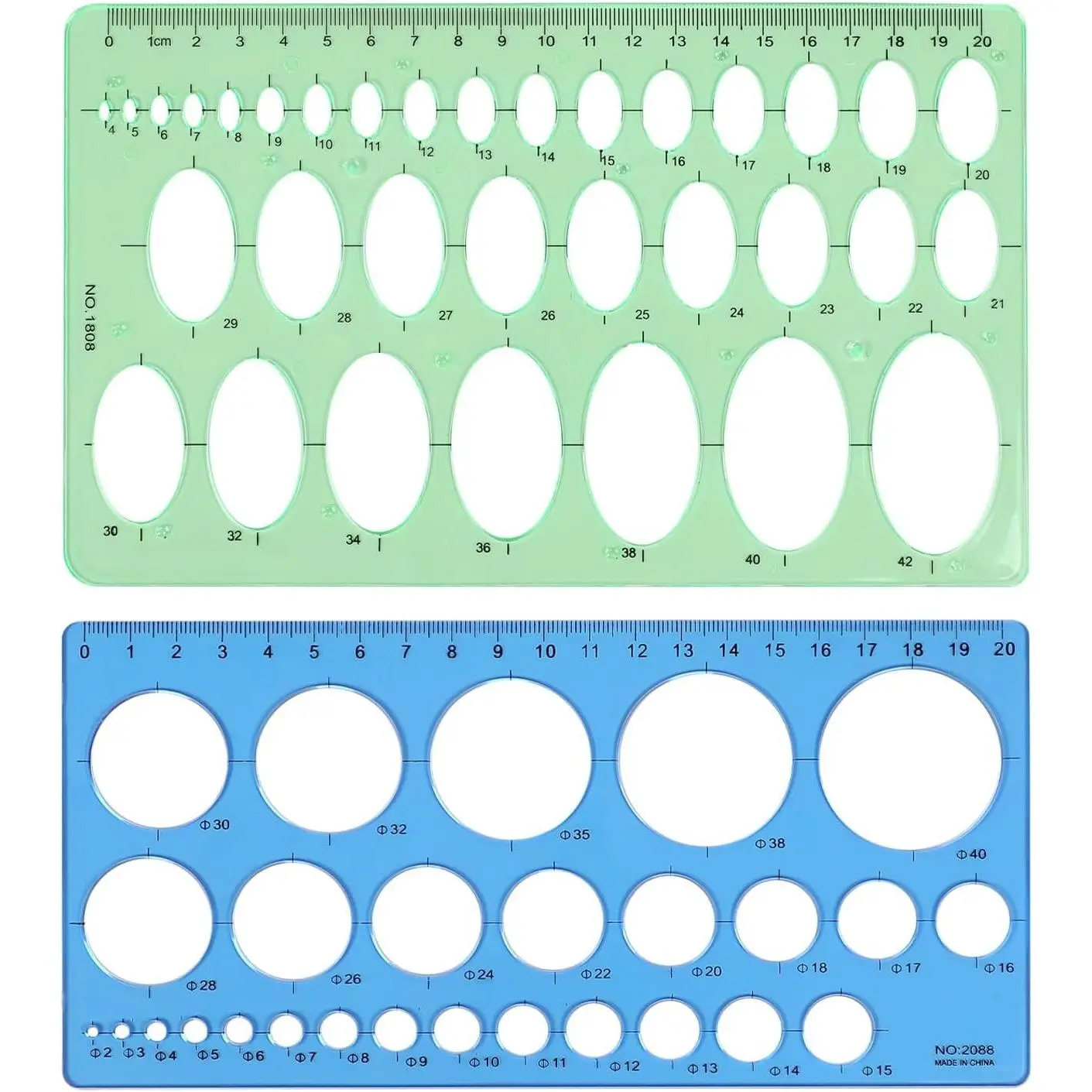 2 Pack Circle Template Stencil Geometry Round Drawing Tools for Office School Drafting Design Measuring