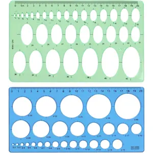 2 Pack Circle Template Stencil Geometry Round Drawing Tools for Office School Drafting Design Measuring