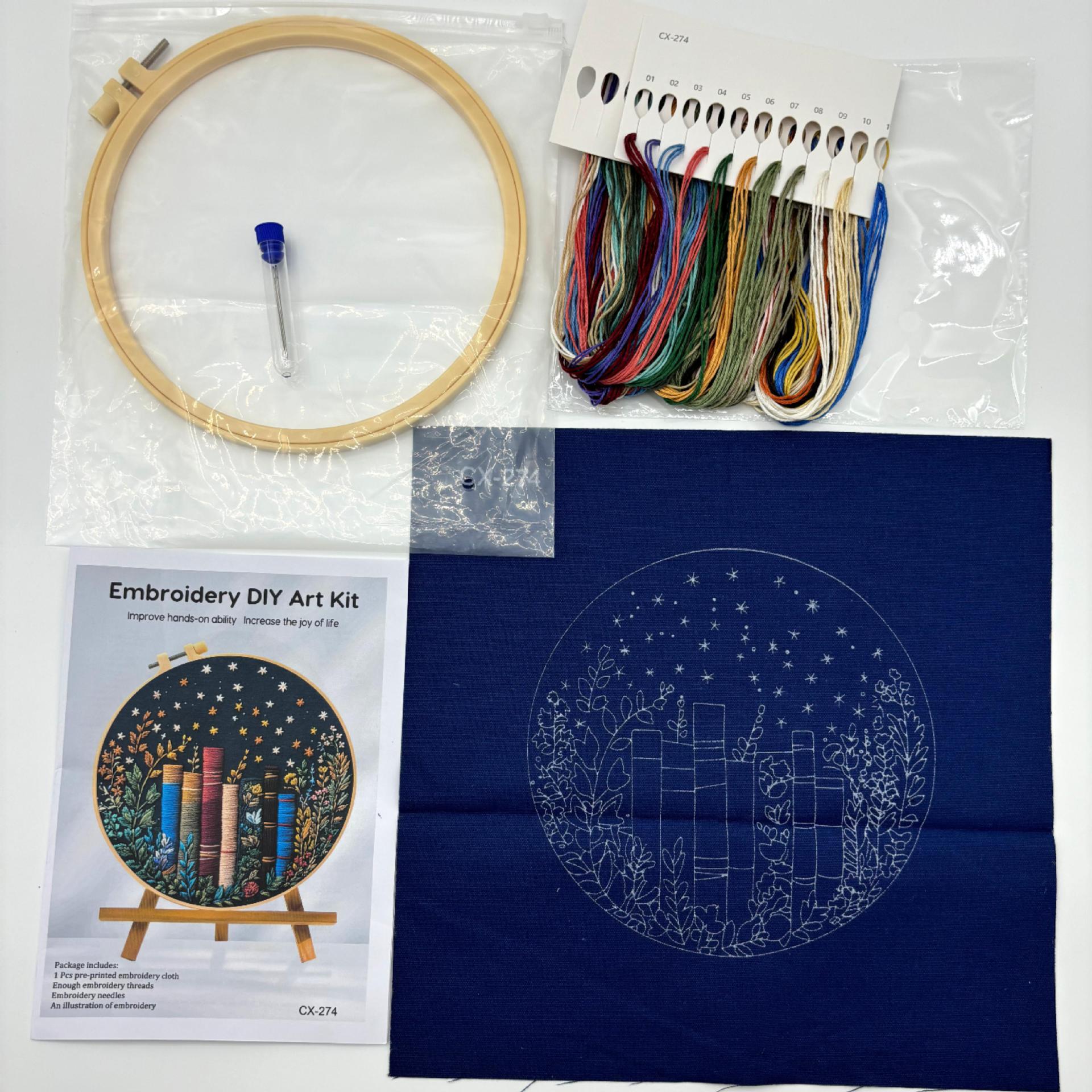 Starry Book Embroidery Kit DIY Needlework Set Materials English Stitch Guide Handmade Craft for Beginners Home Decoration Artistic Gift