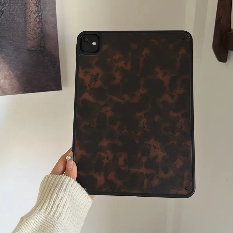 Deep amber tortoiseshell tablet protective case Casing Protection is suitable for iPad 11th generation (A16), iPad 10th generation, pro, air, 11 inch, no pen slot, single-sided no cover, boys and girls tablet protective case, birthday gift (Case Only)