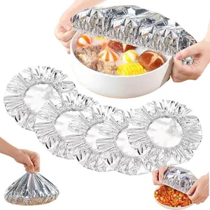 Reusable Aluminum Foil Food Covers, Pop-Up Tin Foil Food Insulation Cover, Heat Shield Lids for Refrigerator Storage