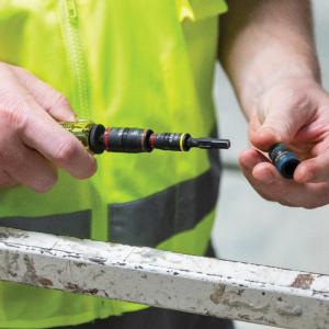 32907 Impact Driver, 7-in-1 SAE Impact Socket Set, Flip Socket Set with 1/4, 5/16, 11/32, 3/8, 7/16 and 1/2-Inch Nut Driver Sizes and 1/4-Inch Bit Holder, 5-Inch Shaft