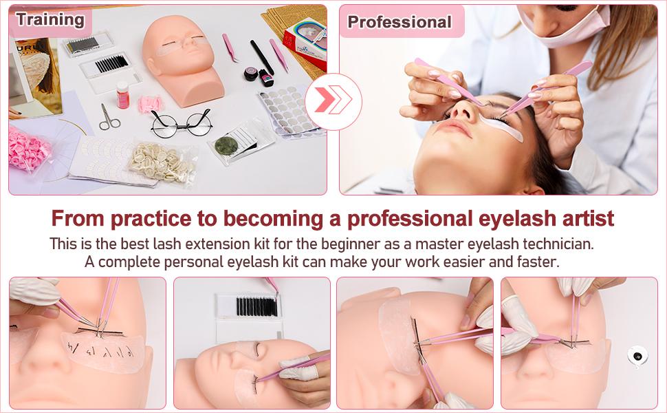 Lashes Kit for Eyelash Extension Beginners 470PCS Professional Lash Mannequin Head Practice Kit with Everything Lash Glue Lash Shampoo Lash Fan, Lash Extension Supplies for Practice Training Lashes Kit for Eyelash Extension Beginners 470PCS Professional Lash Mannequin Head Practice Kit with Everything Lash Glue Lash Shampoo Lash Fan, Lash Extension Supplies for Practice Training