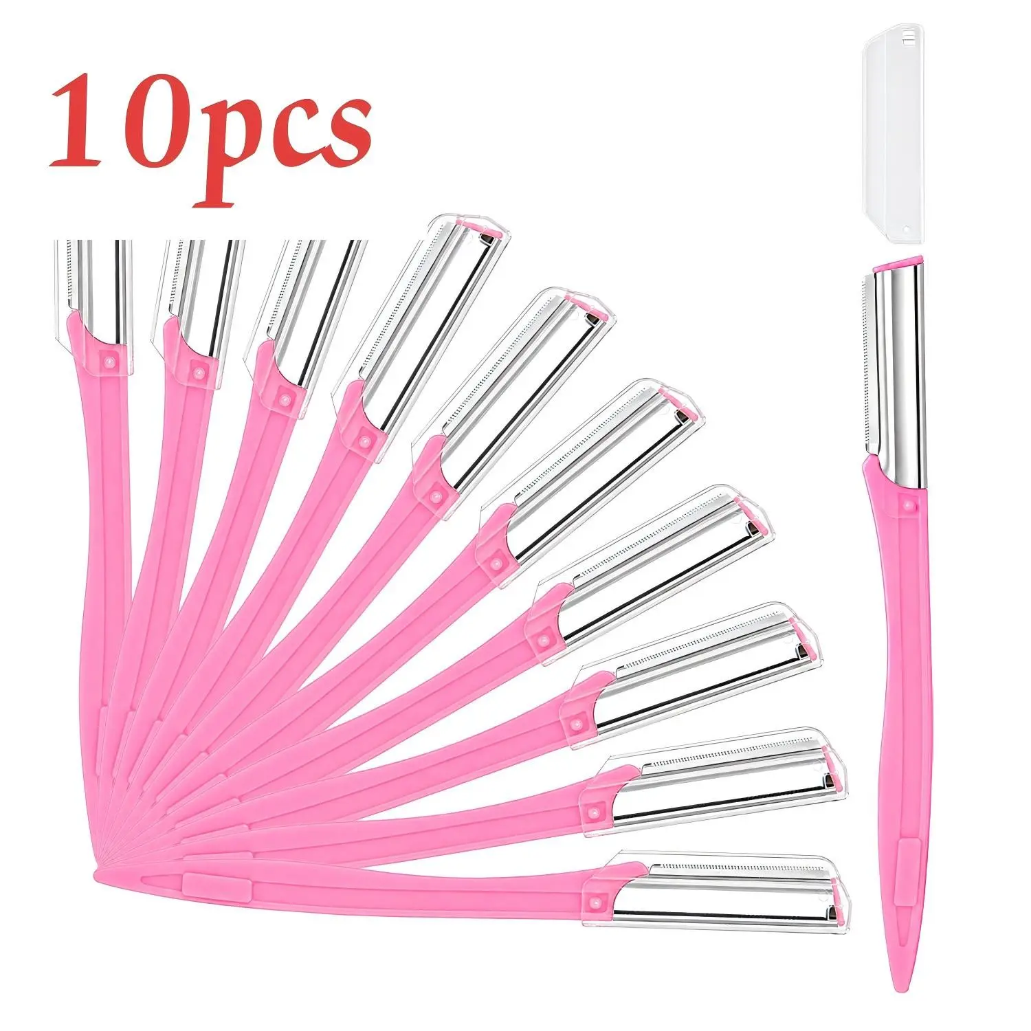 10pcs Pastel Color Eyebrow Razors, Anti-Slip Handle, Protective Cover, Safe Dermaplaning Shaver, Multipurpose Beauty Tools for Women