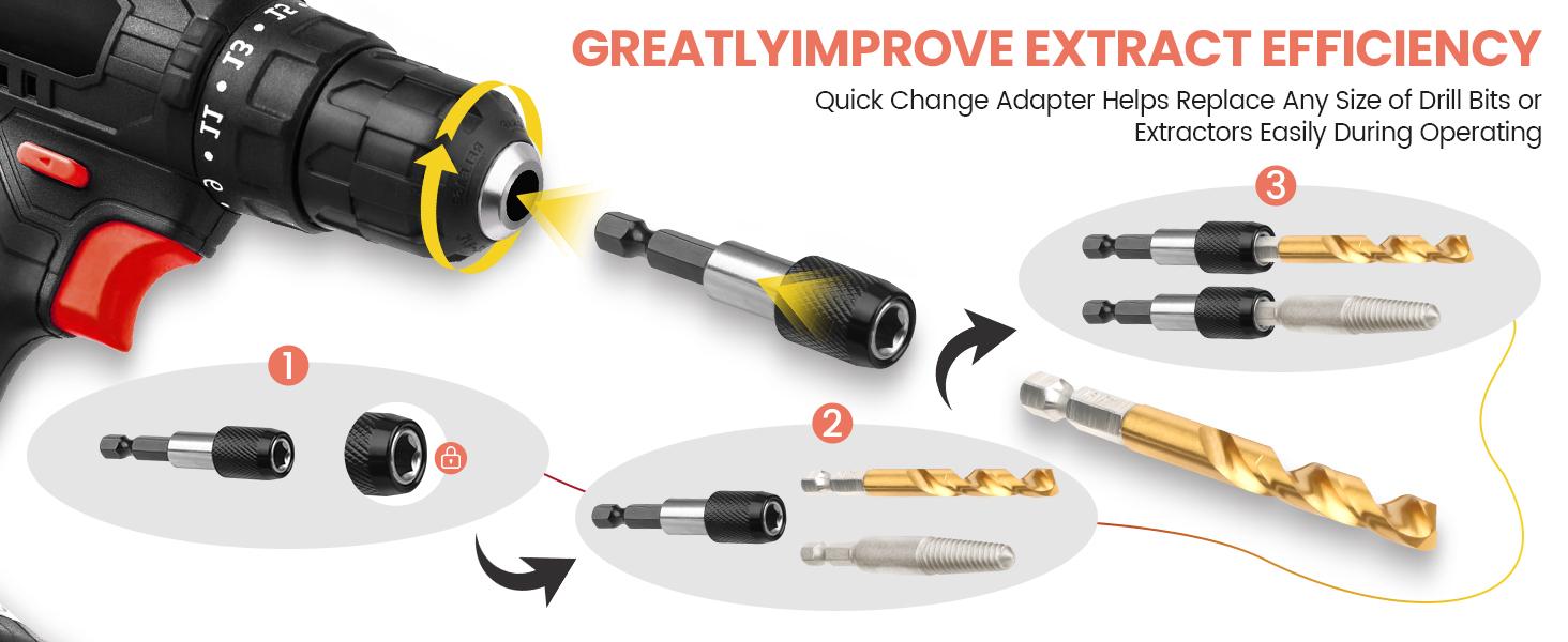 Optimized Screw Extractor and Left-Hand Drill Bit Kit, Broken Bolt Remover Reverse Cobalt HSS Steel Drill Set, Stripped Rounded-Off Damaged Bolts Removal Tool, 14-Piece Easy Out Kit for Screws & Studs, Durable Reusable Extraction Solution hand tool