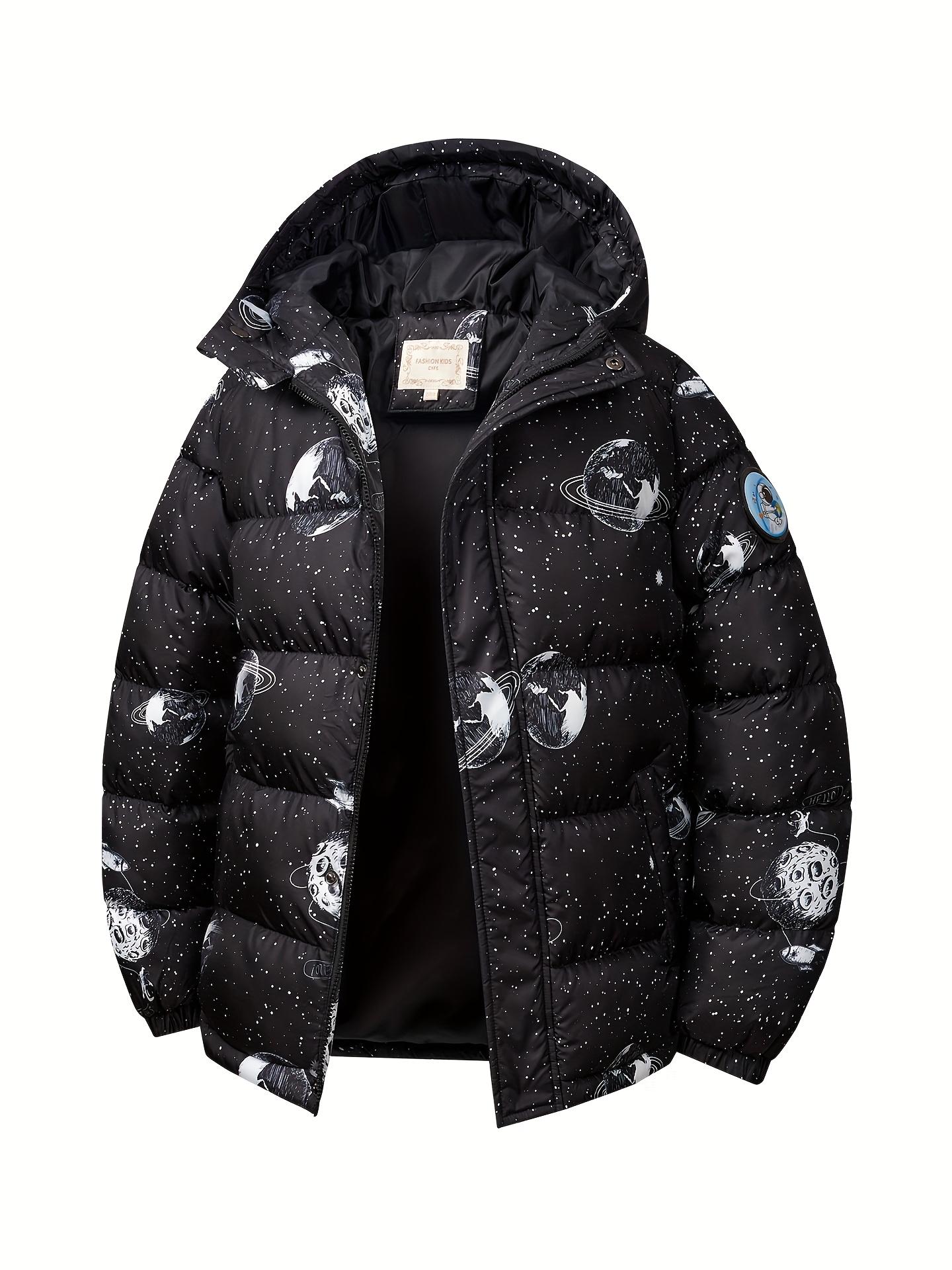 (New)Boys' Winter Hooded Jacket - Thickened Warm Coat with Zipper Closure, Red & Casual Outerwear, Polyester, Regular Fit for Cold Weather, Winter Coat for Boys, Durable Kids' Clothing