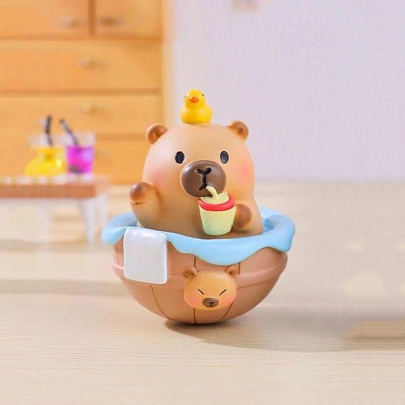Capybara Shake-Free Series Blind Box Capybara Figurine Stress Relief Healing Desktop Ornament Doll for Women
