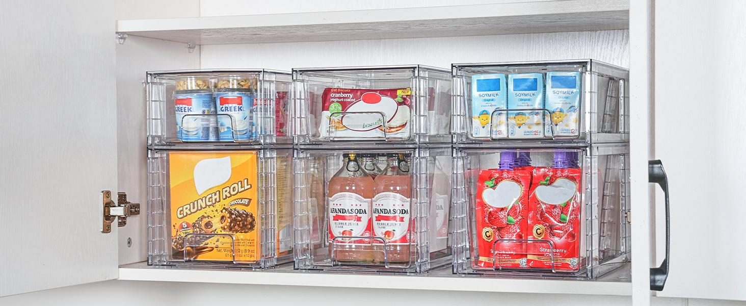 SUNDAY MIRTH 4 Pack Stackable Storage Drawers,Clear Acrylic Drawer Organizers with Handles, Easily Assembled For Fridge, Bathroom, Kitchen Undersink, Cabinet, Pantry Organization and Storage SUNDAY MIRTH 4 Pack Stackable Storage Drawers,Clear Acrylic Drawer Organizers with Handles, Easily Assembled For Fridge, Bathroom, Kitchen Undersink, Cabinet, Pantry Organization and Storage