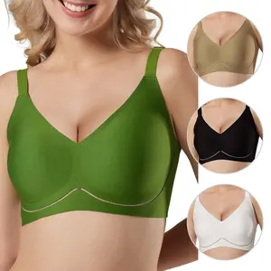 Tarbo Women's Seamless Wireless Jelly Bra - W-Mesh Soft Support Full Coverage T-Shirt Bra