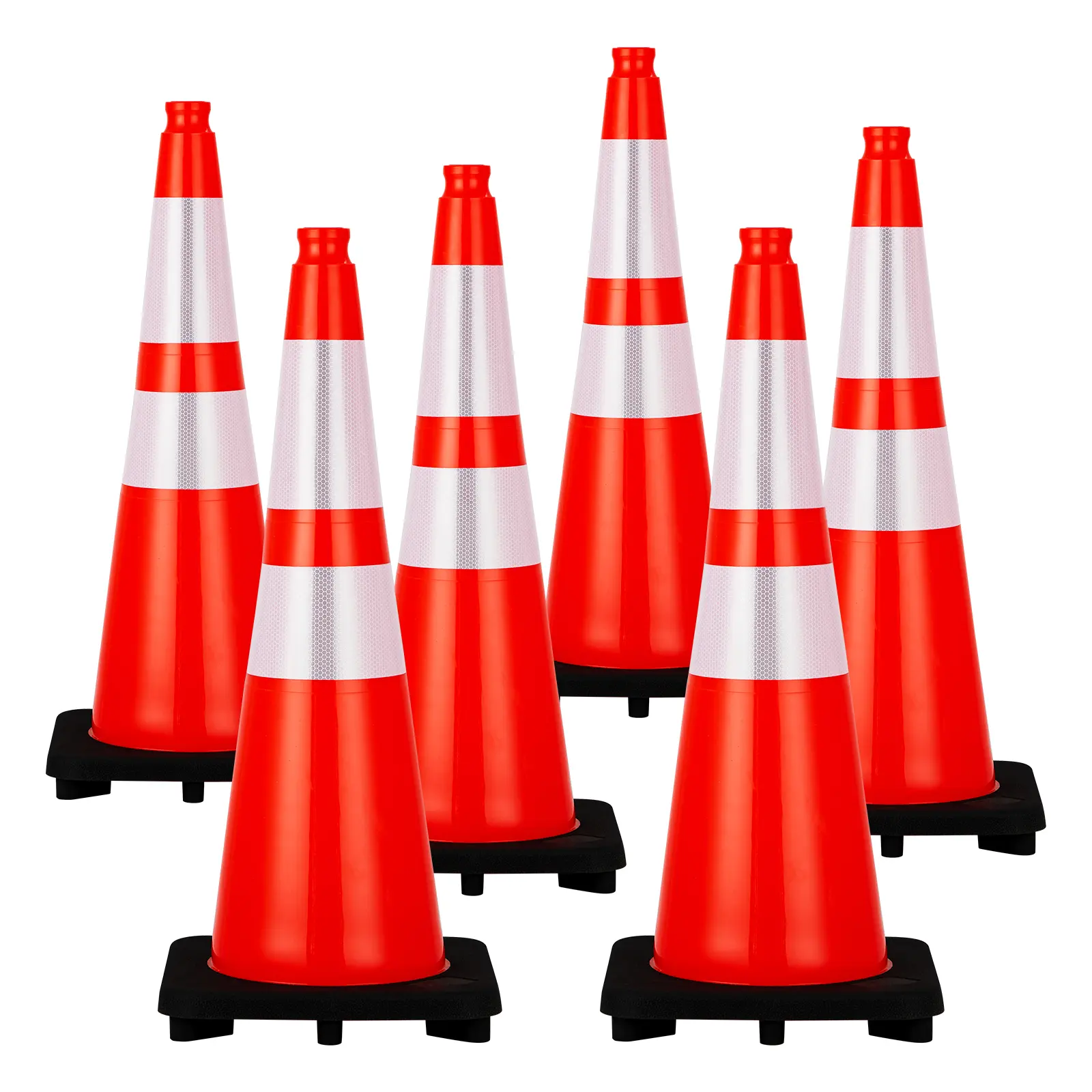 28" Heavy Duty Traffic Cones, Orange PVC Safety Cones with Reflective Collars, Unbreakable Weighted Base for Driveway Parking Lot Construction, Stackable Road Cones, 6/8/10 Pack