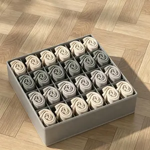1 Pack Drawer Organiser, Foldable Drawer Dividers Wardrobe/Closet Organisers Storage Box for Socks Ties Belt Underwear (Grey)