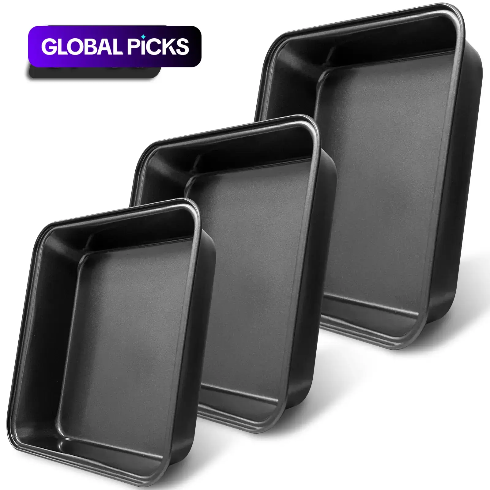 Non-stick Brownie Pan, Cake Pans, 2/3 Counts Rectangular Carbon Steel Cake Baking Trays, Oven-Safe Non Toxic Bakeware Kitchen Bakeware Tray Set #GLOBAL PICKS