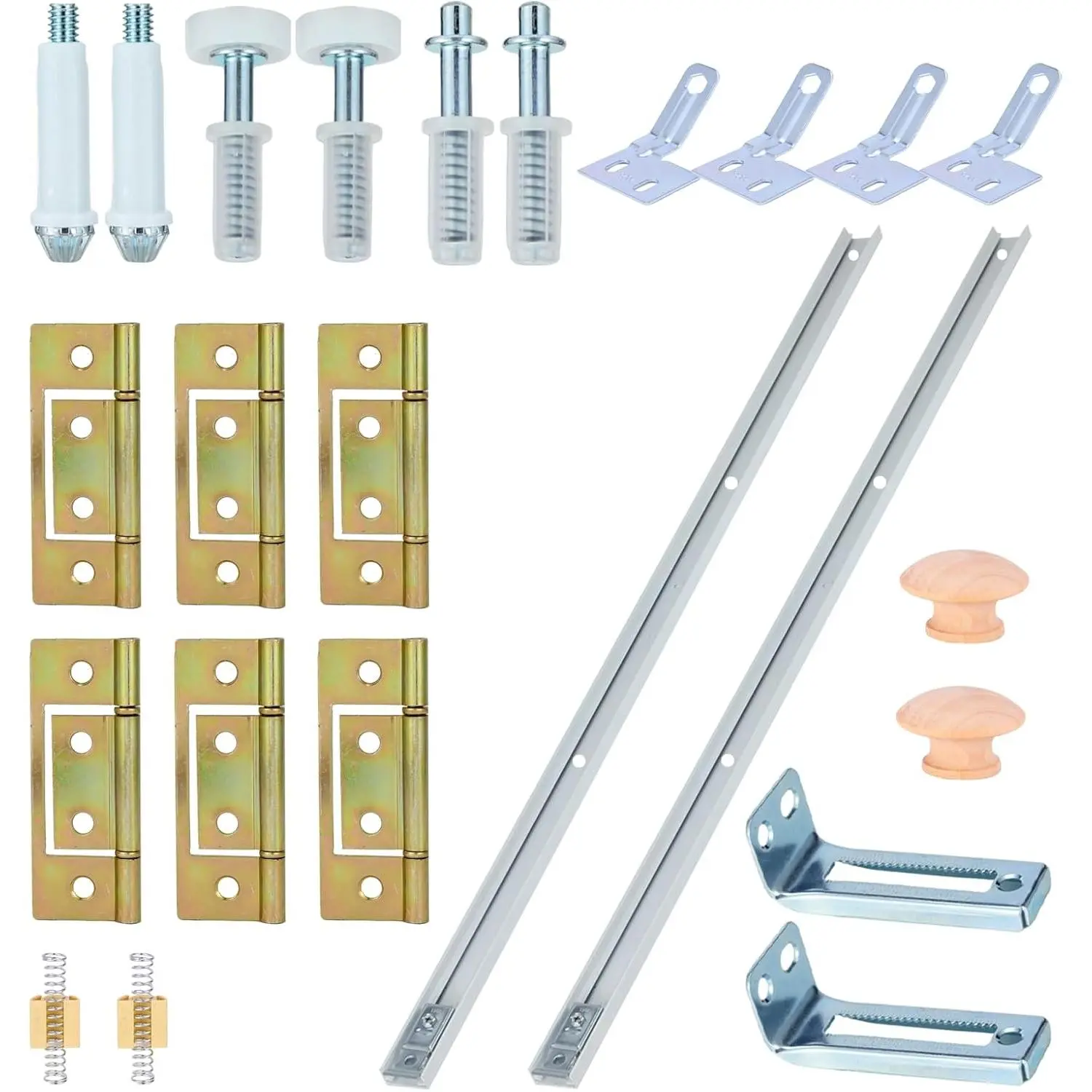 Bifold Closet Door Hardware Kit with 72" Tracks (2 × 36"), Complete Set for 4 Doors with Brackets, Pivots & Guide Wheels for Bi-fold Closet Doors