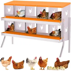 Metal Chicken Nesting Box for Hens - Chicken Coop Laying Boxes, Easy Egg Collection & Cleaning, Durable Nest Box for Backyard Chickens/Ducks, Orange with Bracket Legs Orange