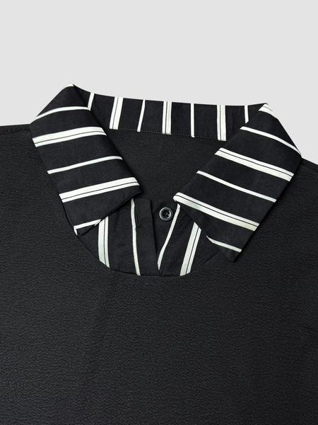 Women's Casual Slim Fit Striped Patchwork Long Sleeve Shirt, Cute Fall Winter Outwear, Ladies Fashion Top for Daily Wear