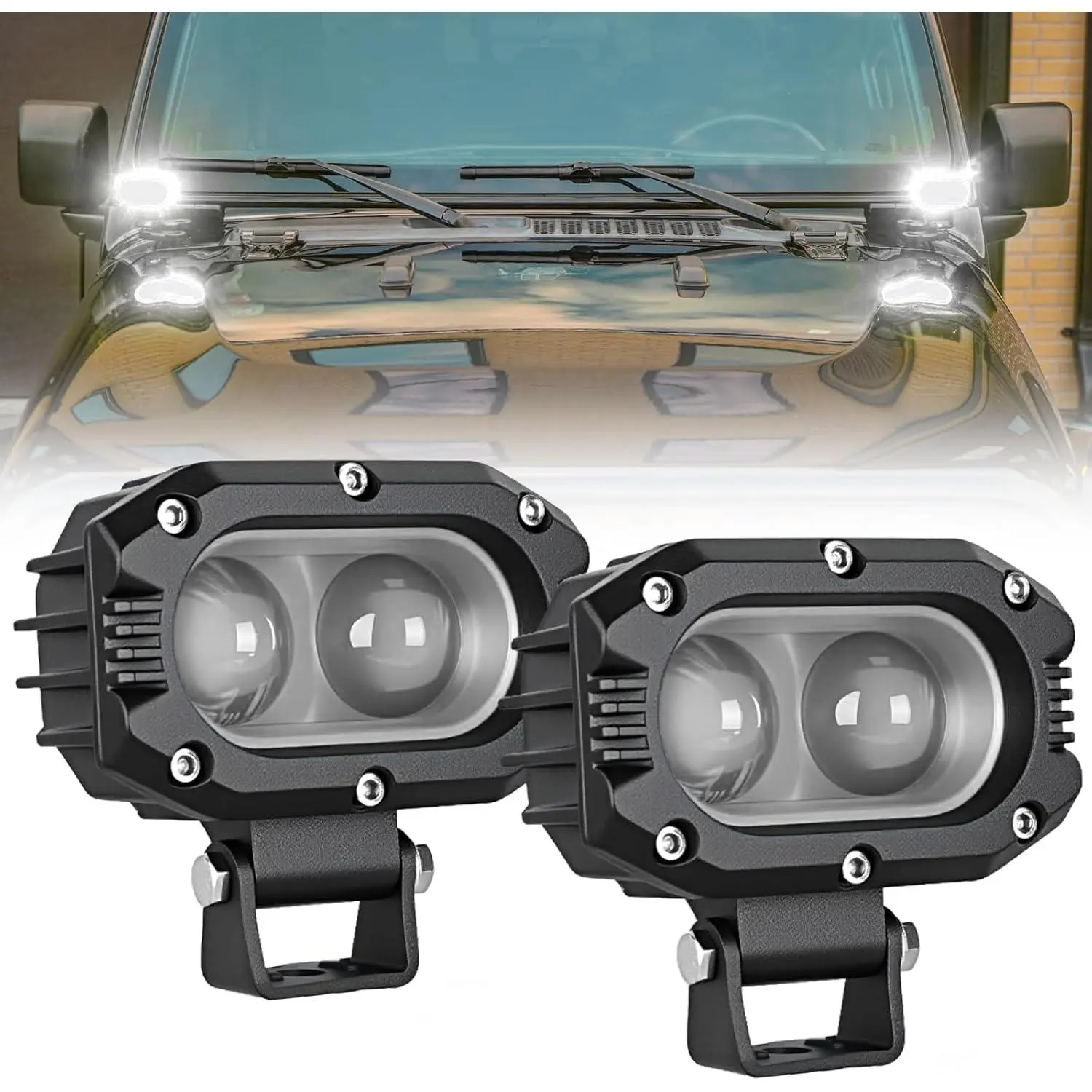Nilight LED Pod Light 48W 4 Inch 2 PCS White Spot Beam Driving Lights IP67 Waterproof Auxiliary Offroad Lighting for Truck Tractor SUV ATV UTV Golf Cart Boat Motorcycle Dirt Bike