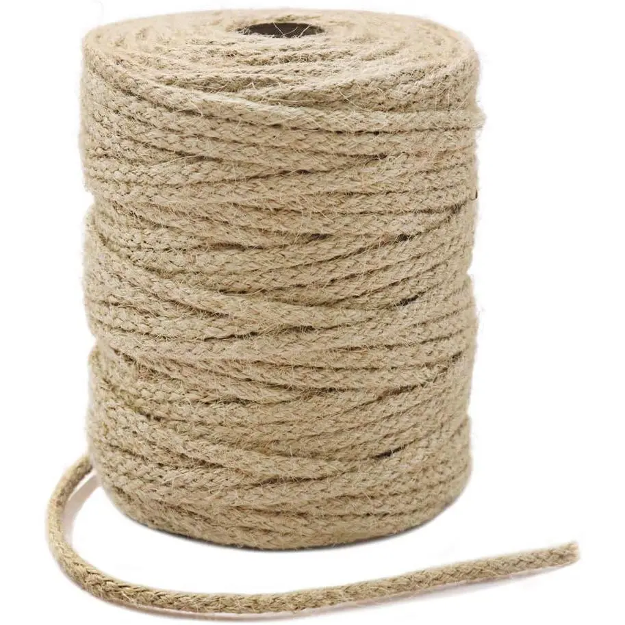 Jute Twine, 200Feet 3.5mm Braided Jute Rope,  Twine String for Crafts,  Wrapping, Gardening, Recycling, Macrame Projects and Holiday Decorations