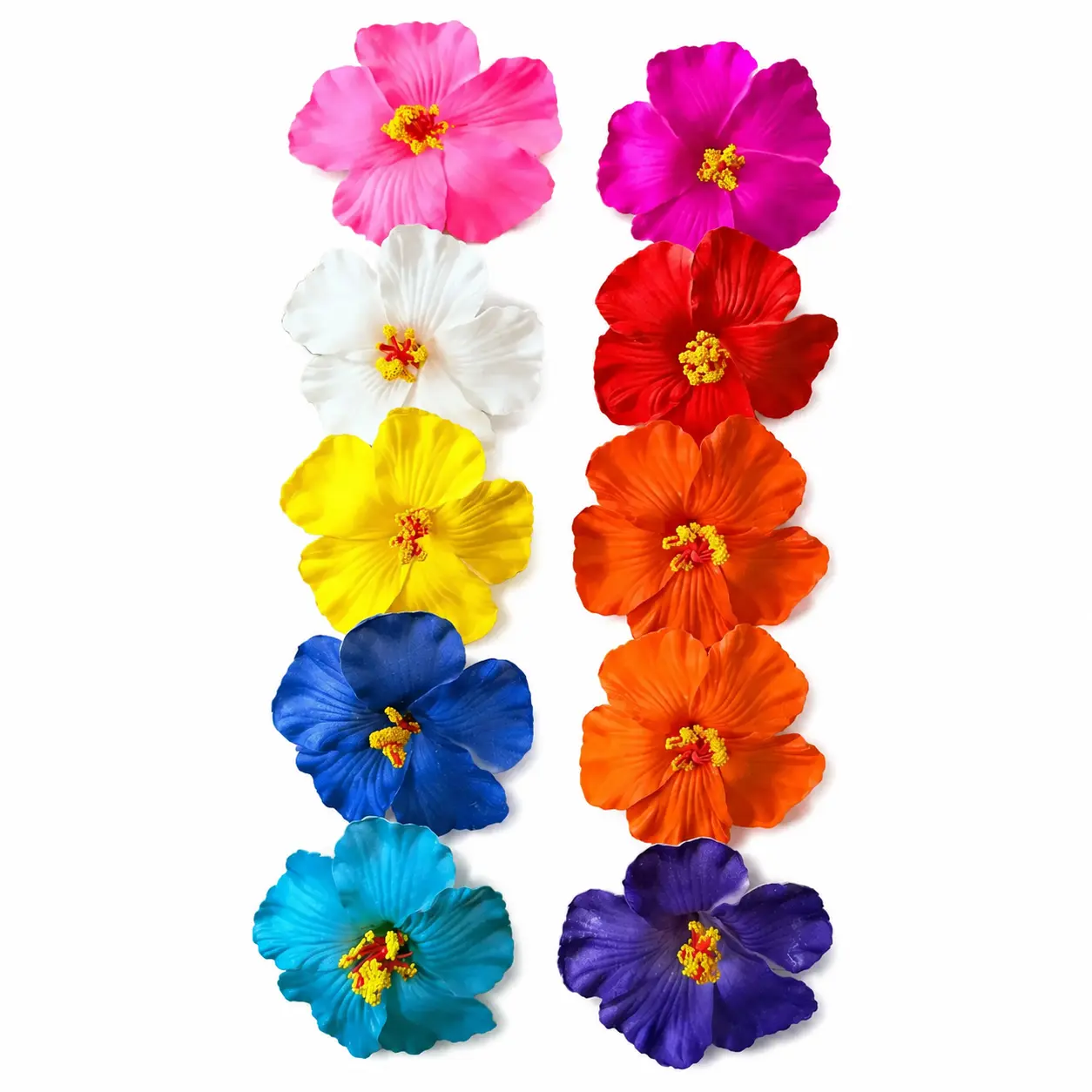 Women's Elegant Bohemian Floral Print Hair Clips Set - Lightweight Clips with Hibiscus & Tropical Flowers, Ideal for Beach Parties & Summer Outfits, Versatile Headwear Gift Pack, Fabric Hibiscus
