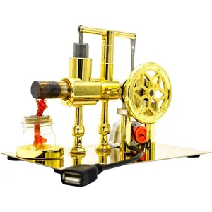 Stirling Engine Model, LED Power Demonstration Desktop Mechanical Display for Physics Enthusiasts (LED Version)