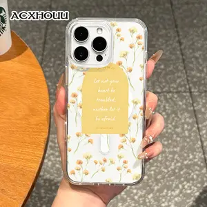 Magnetic Stylish Case for iPhone 17 16 E Pro Max 15 Plus 14 13 12 11 XS XR, Mustard Wildflower Bible Verse Print Aesthetic | Shockproof, Silicone, Lightweight, Girly, and Scratch Resistant Protection