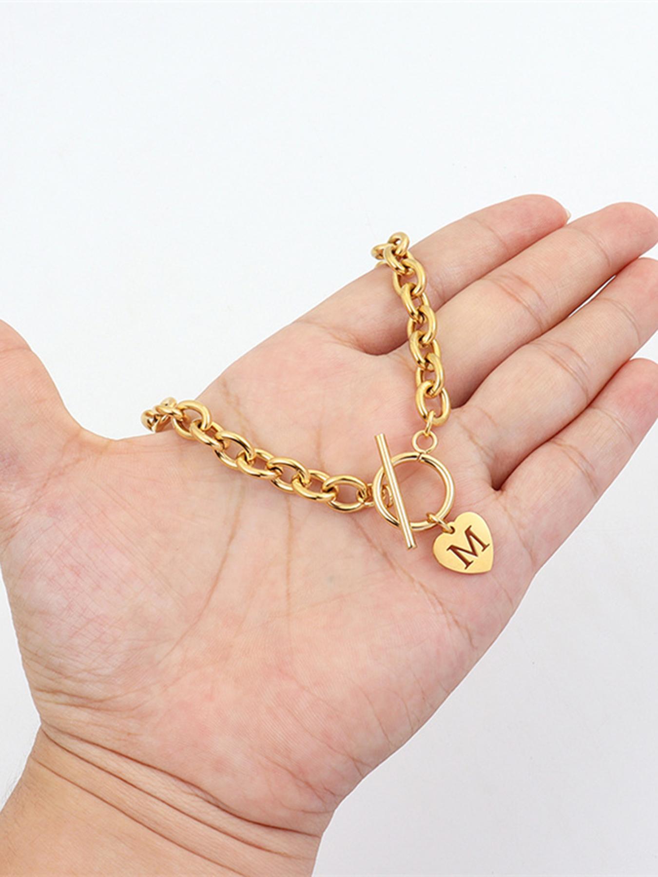 Fashion Heart Initial Letter Pendant Necklace for Women, Fashion Jewelry for Party, Daily Clothing Decor, Trendy All-match & Exquisite Jewelry for Birthday Gift, Heart Shaped Necklace