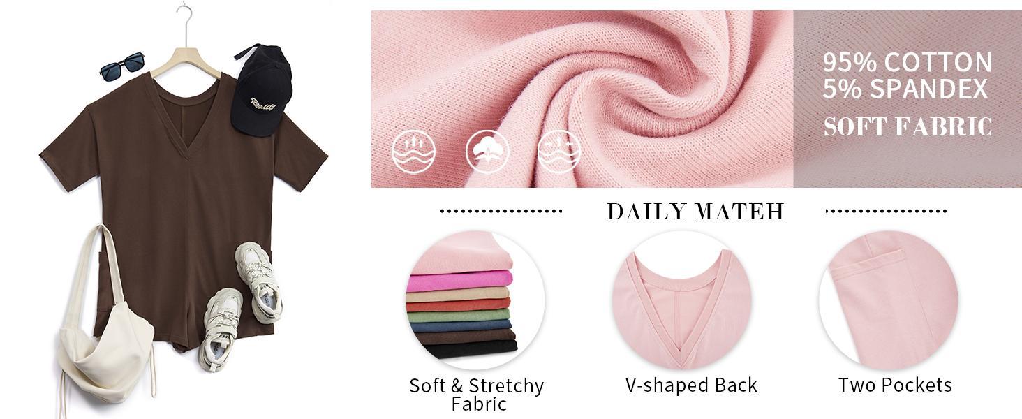 Imily Bela Rompers for Women 2024 Summer Athletic Oversized Romper Short Sleeve Jumpsuit with Pockets