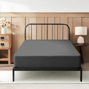 Twin Fitted Sheet 39 x 75 Inches 6" Deep Pocket 100% Egyptian Cotton 600 Thread Count Snug Fit for Trifold Mattress Narrow Twin Camp Bunk Guest Bed Army Cot Soft & Breathable Dark Grey