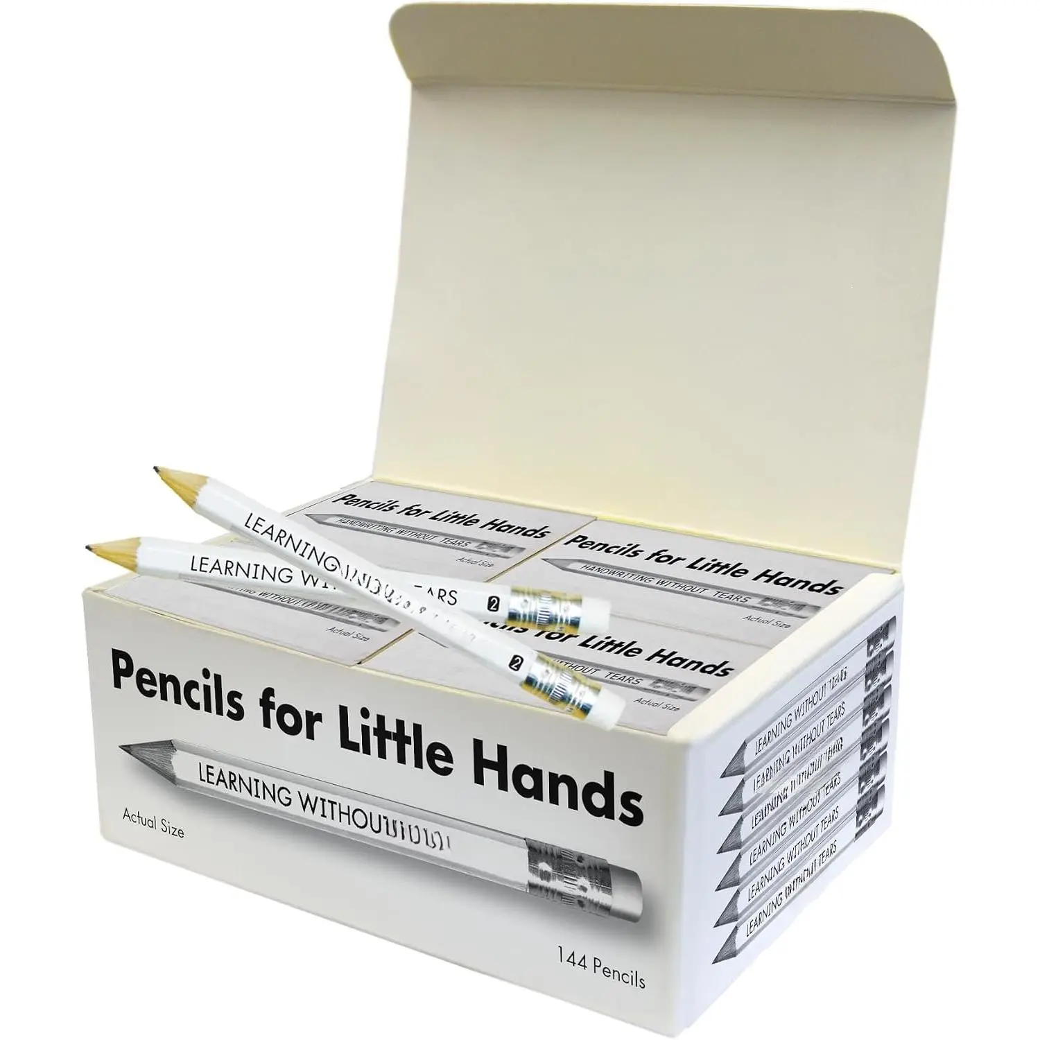 #2 Graphite Compact Kids 4+ Mini Pencils, 144-Pack 4-Inch Fisted Grip Pencils with Eraser, Promotes Tripod Hold for Little Hands (Office Stationery Writing Tool)
