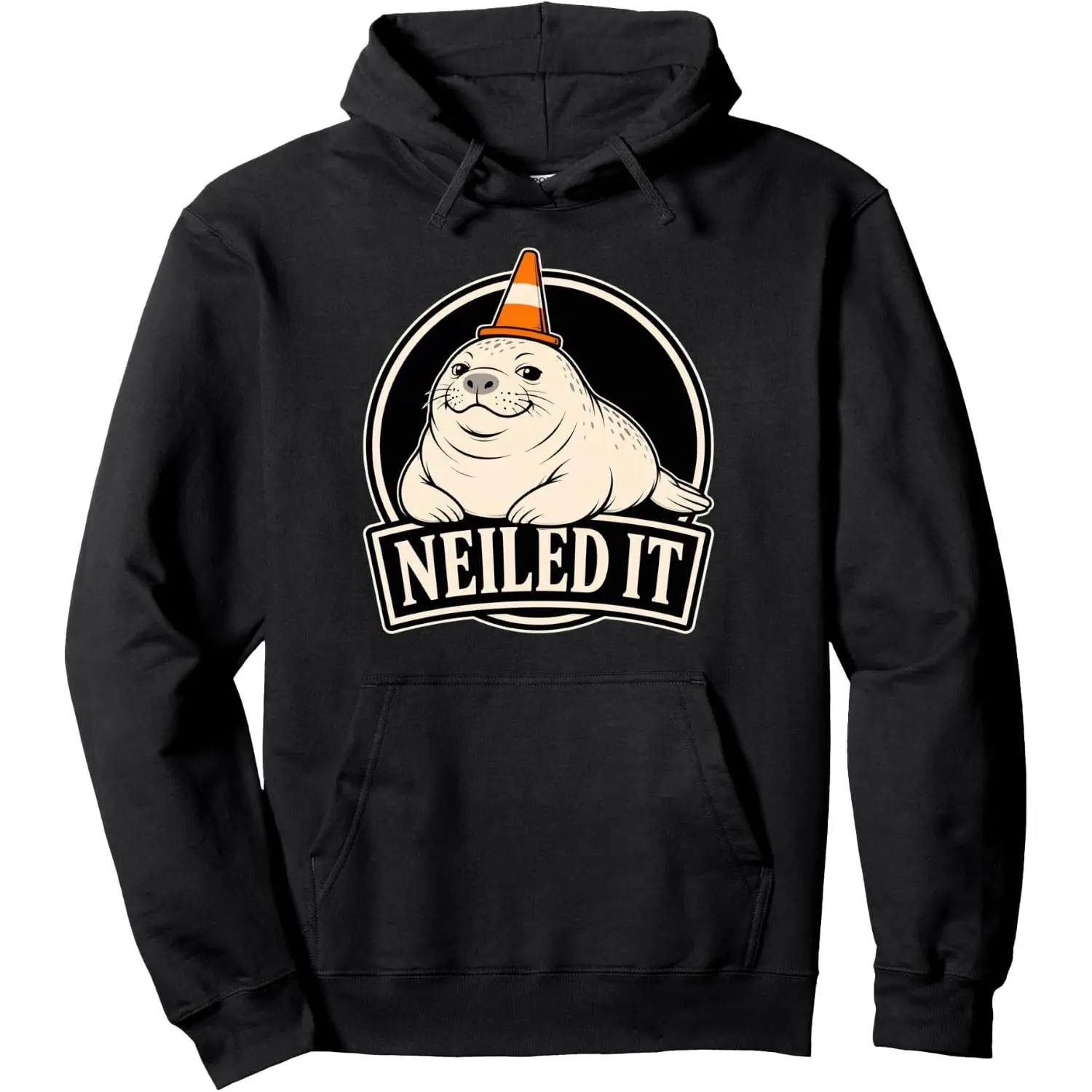Funny Elephant Neil the Seal Neiled it Chonk with the cone Pullover Hoodie