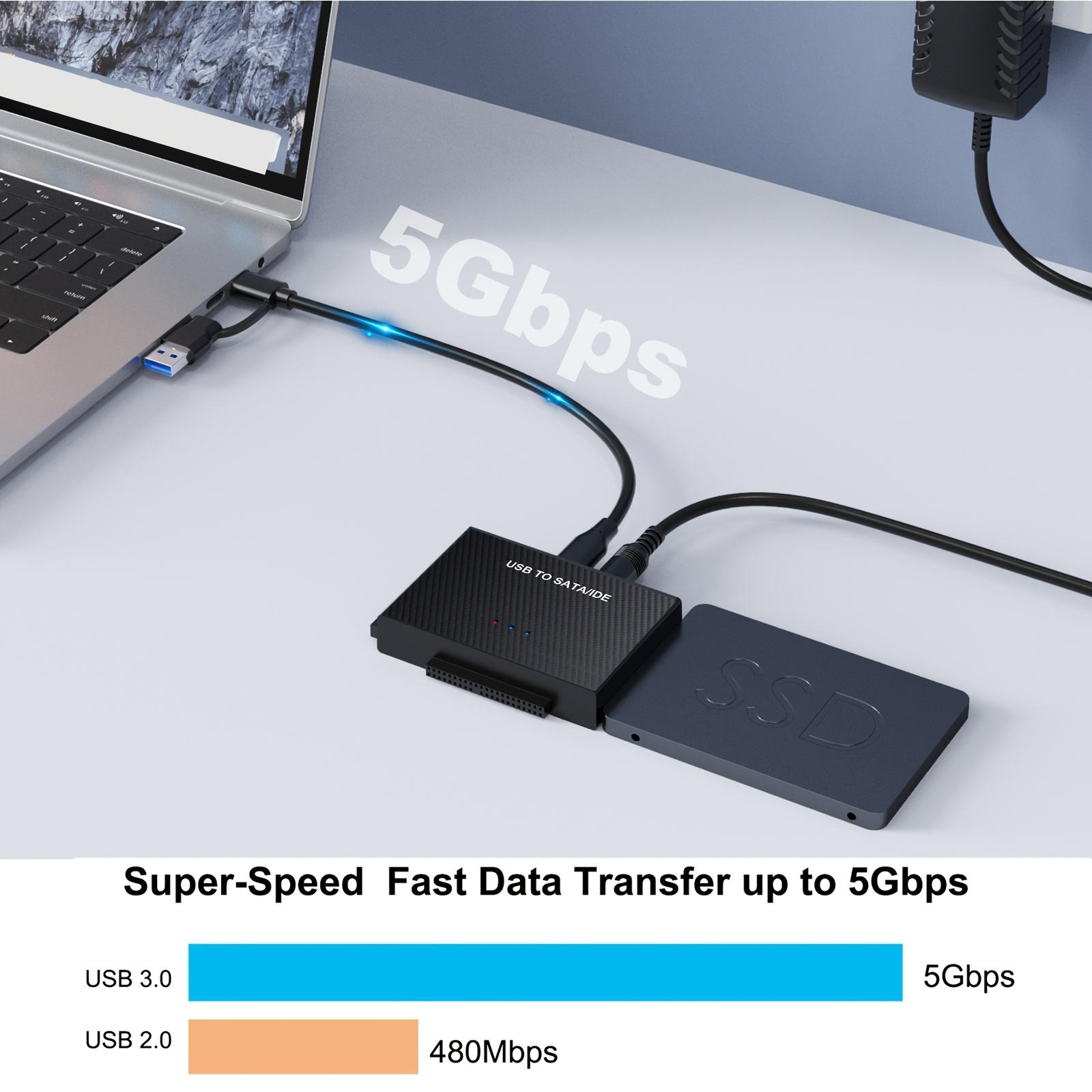 Hard Drive Reader, IDE SATA to USB 3.0 Connector, USB + Type C External Hard Drive Data Ultra Recovery Converter with USB-C and USB-A Connectors for 2.5/3.5 HDD/SSD, 5.25 DVD-ROM, CD-ROM, CD-RW, DVD-RW, DVD+RW Optical Drive - Reliable Data Recovery