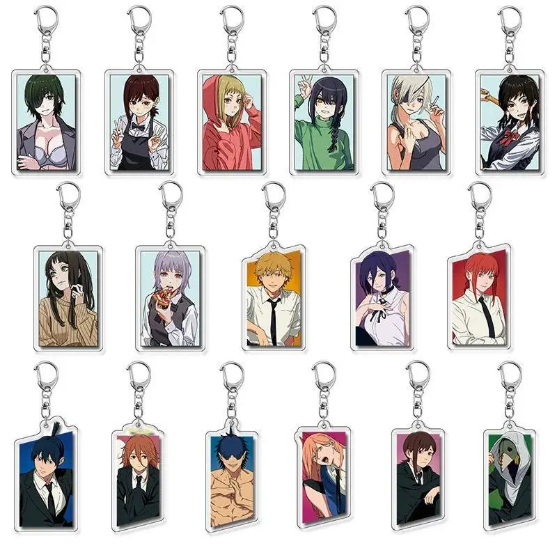 Fashion Anime Pochita Makima Denji Figure Acrylic Keychain Chainsaw Man Cartoon Characters Backpack Charm Pendant Birthday Gifts