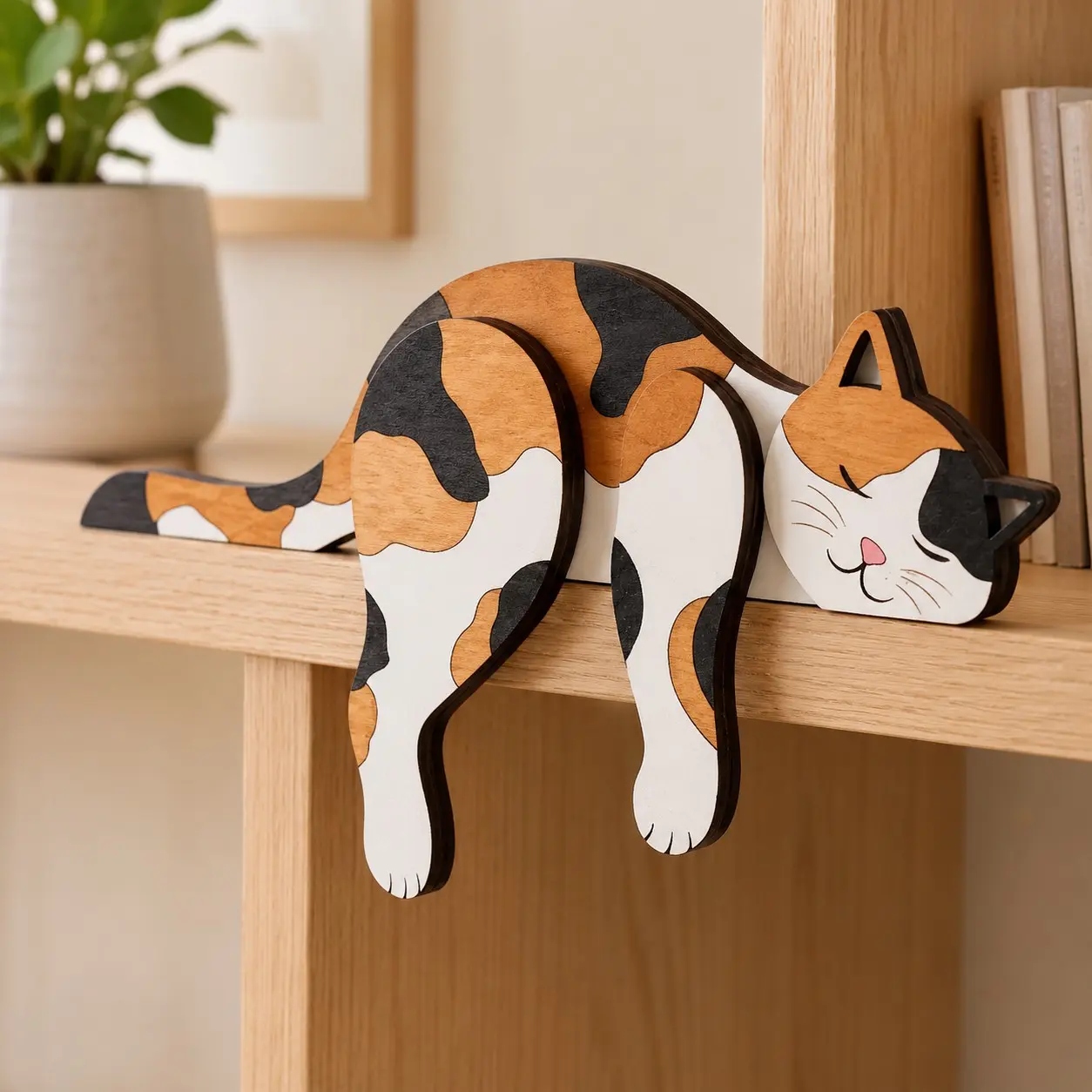 Cute Sleeping Animal Shelf Decor, Wooden Hanging Statue, Bookshelf Desktop Baby Room Office Decoration, Pet Lover Gift, Cat Dog Pig Duck Giraffe