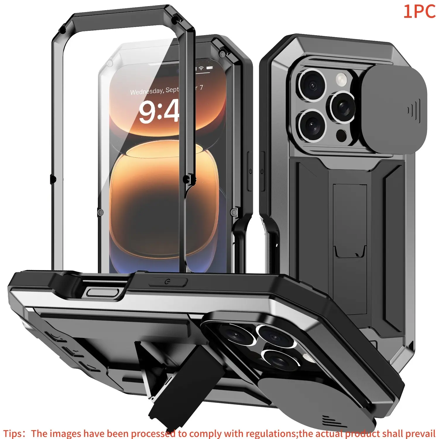 Durable Metal Case for iPhone 17 Pro Max, 16e, 15, 14, 13 Pro Max, Plus Series, 360° Dust Protection, Built In Glass Screen Protector