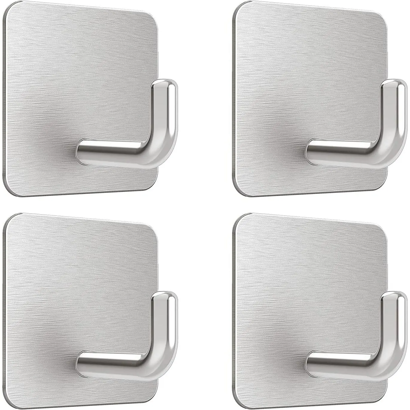 Adhesive Hooks, Small Shower Wall Stick  Hooks, , 4 count | Metal Material, Compact Design, Peel and Stick, 2 Extra Adhesive Strips, for Bathroom Kitchen Livingroom Office RV