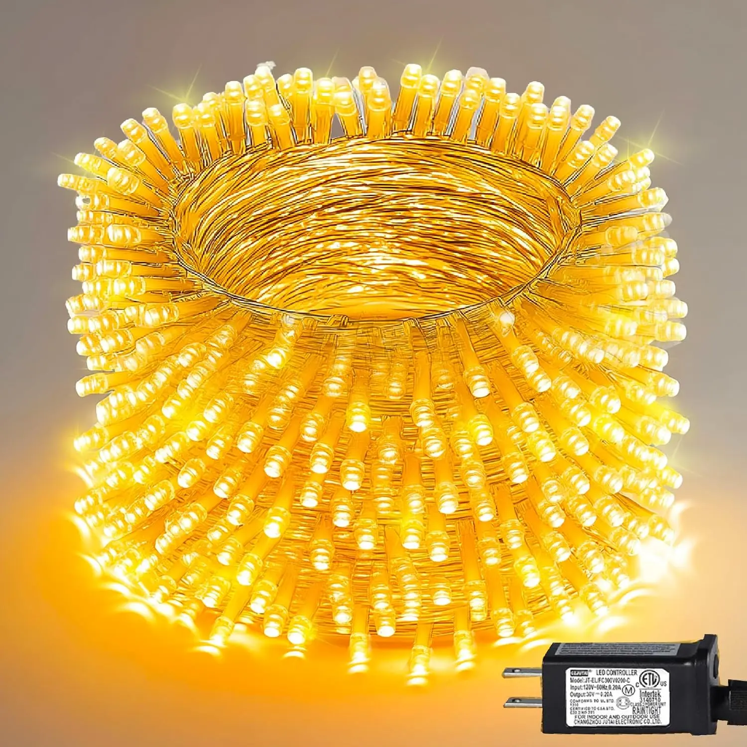 Christmas String Lights, 100 FT 300 LED Connectable  String Lights Clear Wire with 8 Modes Timer, Christmas Decorations for Indoor Outdoor Xmas Party Yard Garden (Warm White)
