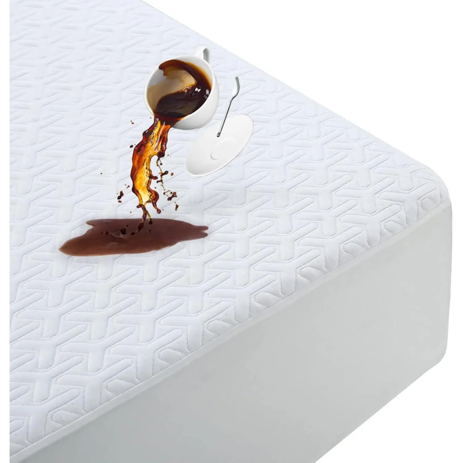 Premium Waterproof Mattress Protector Queen Size,4D Air Cooling 300GSM Mattress Cover,Breathable All-Round 360° Bed Mattress Pad Noiseless Vinyl Free (White,Queen)