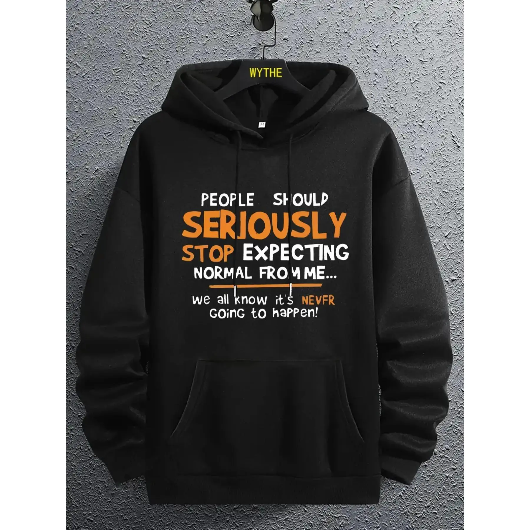 Men's Letter Print Drawstring Pocket Hoodie, Regular Fit Casual Long Sleeve Hooded Sweatshirt, Y2K Clothes 2000s, Men's Clothes for Fall & Winter, Graphic Print Hoodie