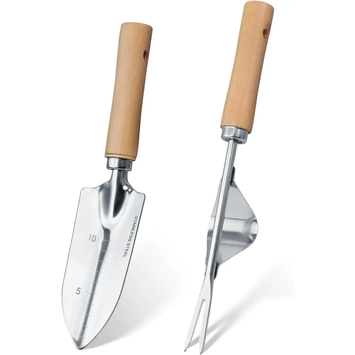 Garden Tool Set, 2 count Stainless Steel Heavy Duty Garden Tools, Garden Kit with  Wooden Handle, Durable Garden Tools for Gardening, Gardening Gifts for Women